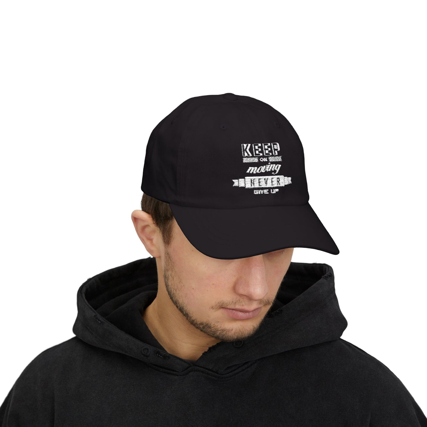 Motivational Classic Dad Cap - Keep Moving, Never Give Up, Gift for Dads, Casual Hat, Everyday Wear, Father's Day
