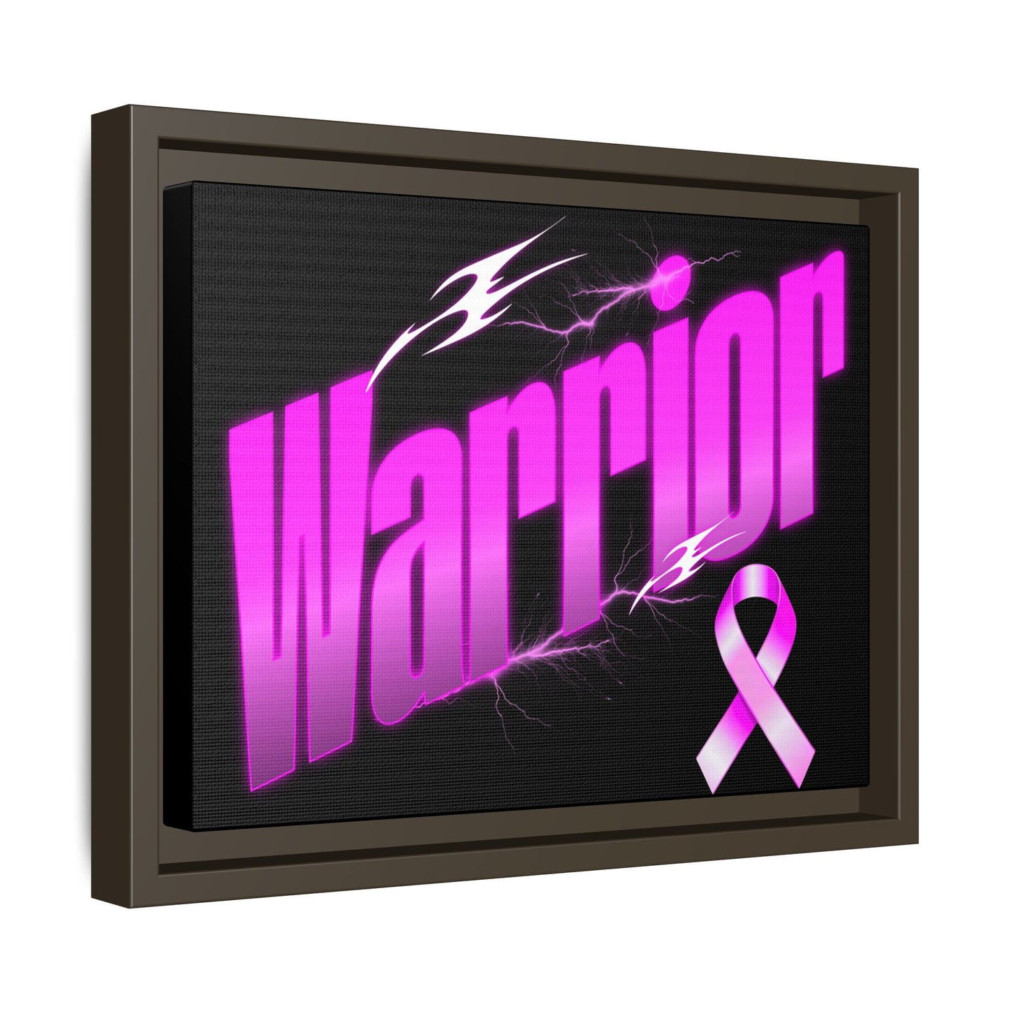 Empowering Warrior Canvas Art Print, Inspirational Wall Decor, Pink Ribbon Artwork, Gift for Cancer Fighters, Motivational Home Decor