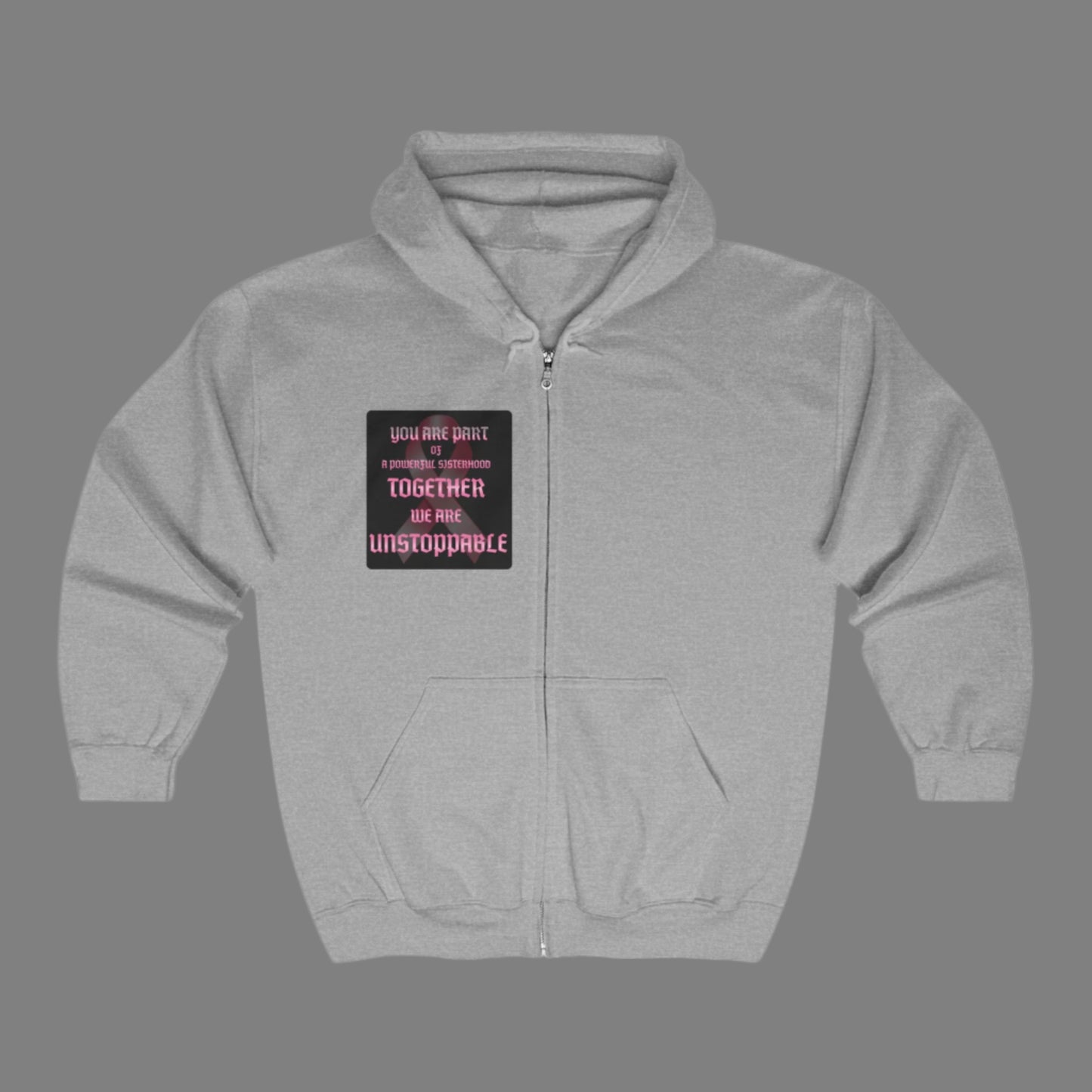 Unisex Full Zip Hoodie - "Together We Are Unstoppable", Cozy Sweatshirt, Inspirational Hoodie for Friends, Gift for Her, Motivational Apparel