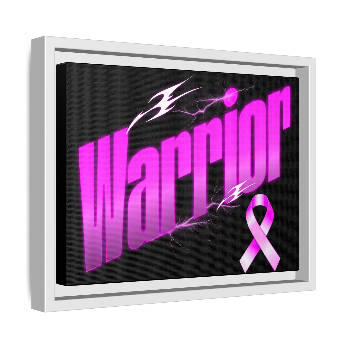 Empowering Warrior Canvas Art Print, Inspirational Wall Decor, Pink Ribbon Artwork, Gift for Cancer Fighters, Motivational Home Decor