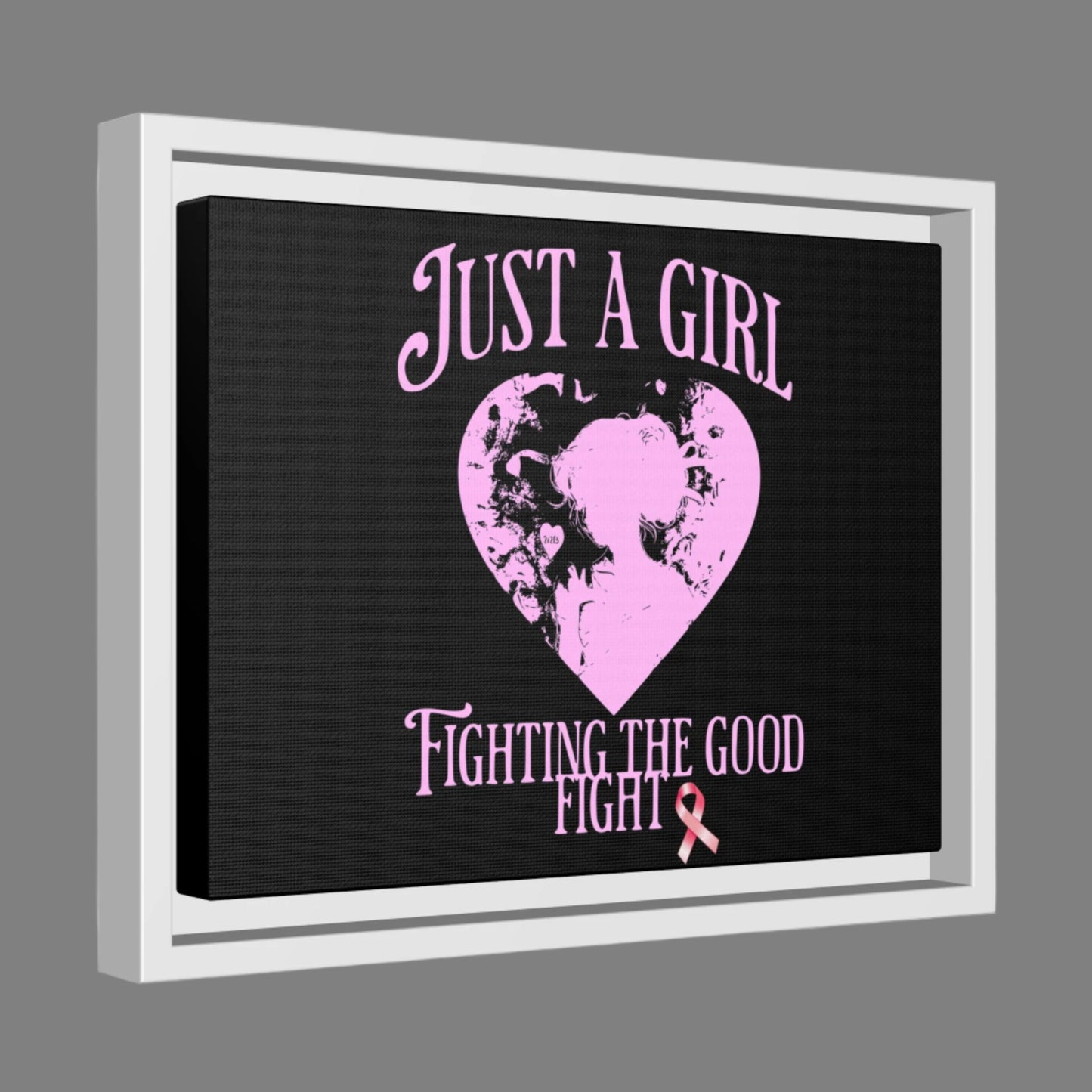 Empowering Warrior Canvas Art Print, Inspirational Wall Decor, Pink Ribbon Artwork, Gift for Cancer Fighters, Motivational Home Decor