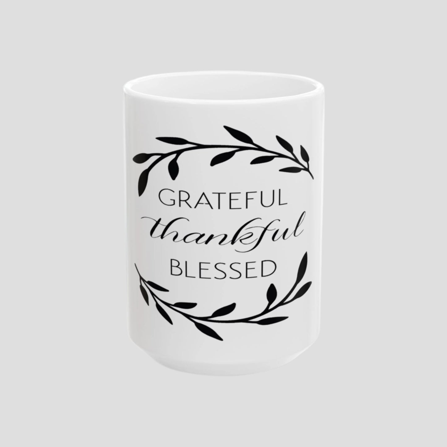 Grateful Thankful Blessed Ceramic Mug - Perfect Gift for Holidays and Special Occasions
