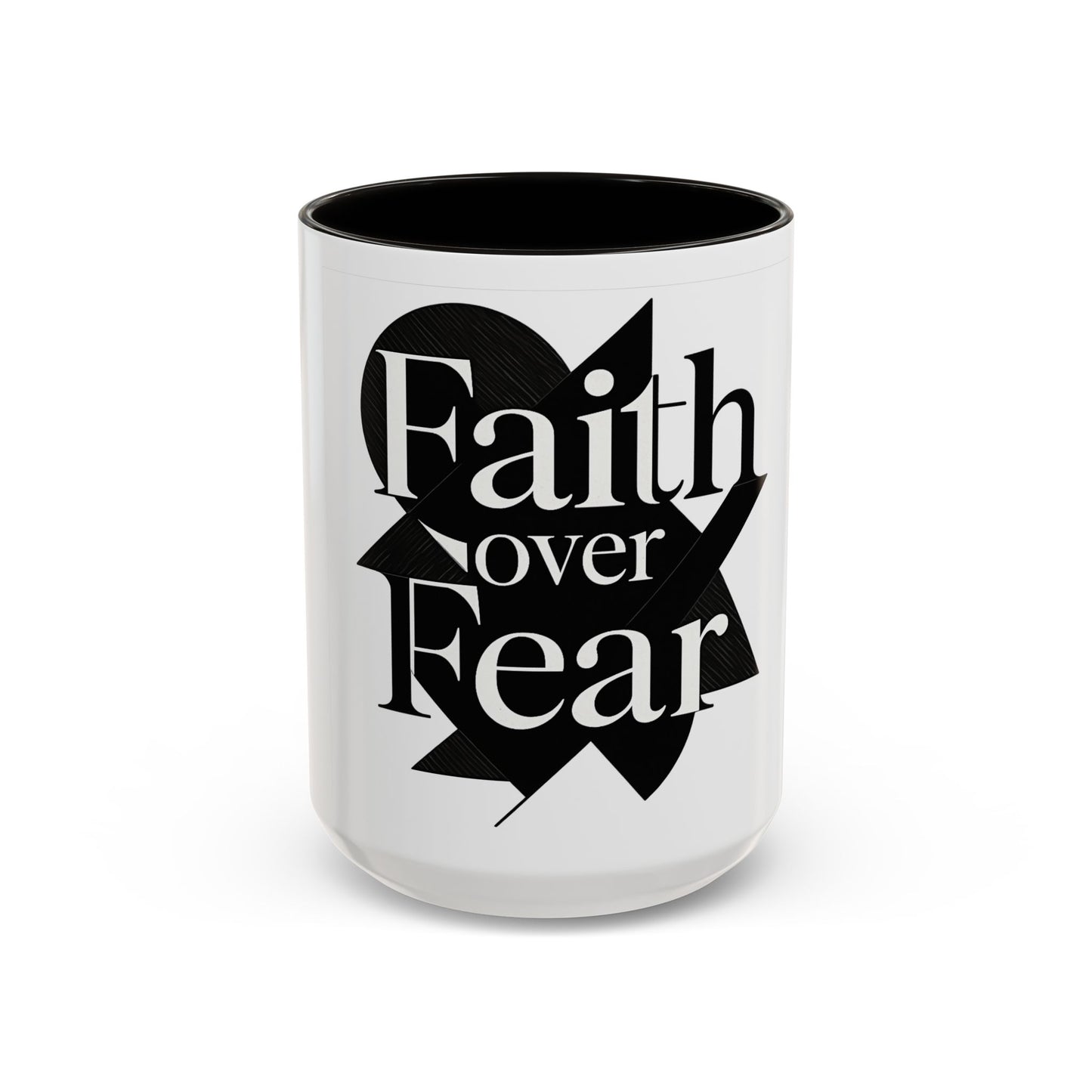 Black and White Faith Over Fear Mug