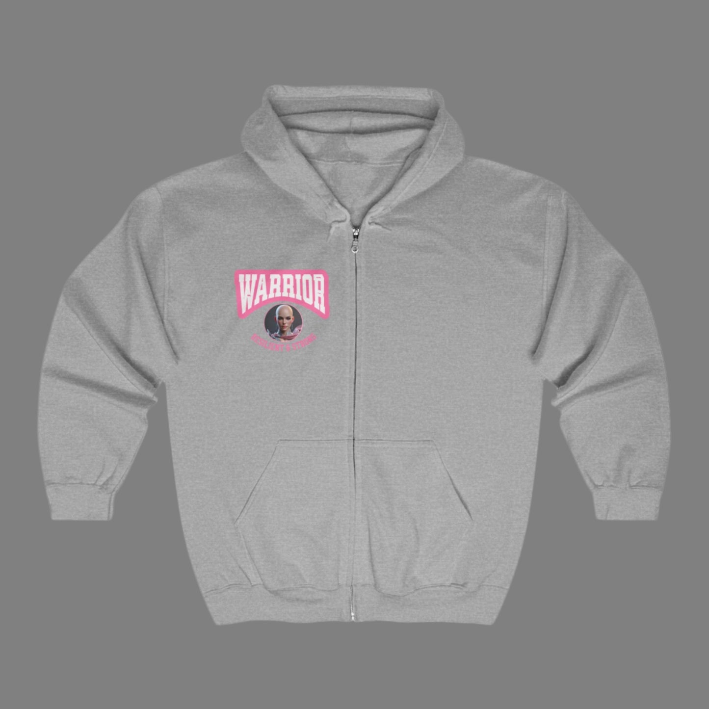 Warrior Spirit Zip Hoodie | Unisex Heavy Blend Sweatshirt, Gift for Fighters, Gifts for Survivors, Casual Wear, Empowerment Apparel