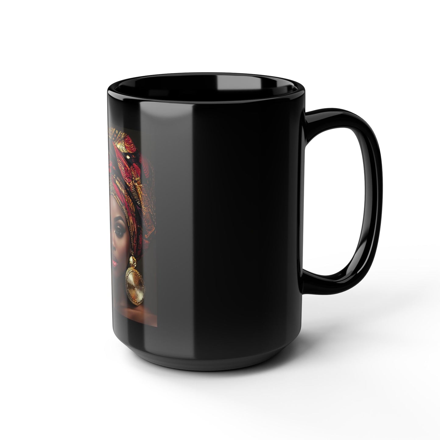 👑 Crowned in Strength – Empowered Beauty Black Ceramic Mug
