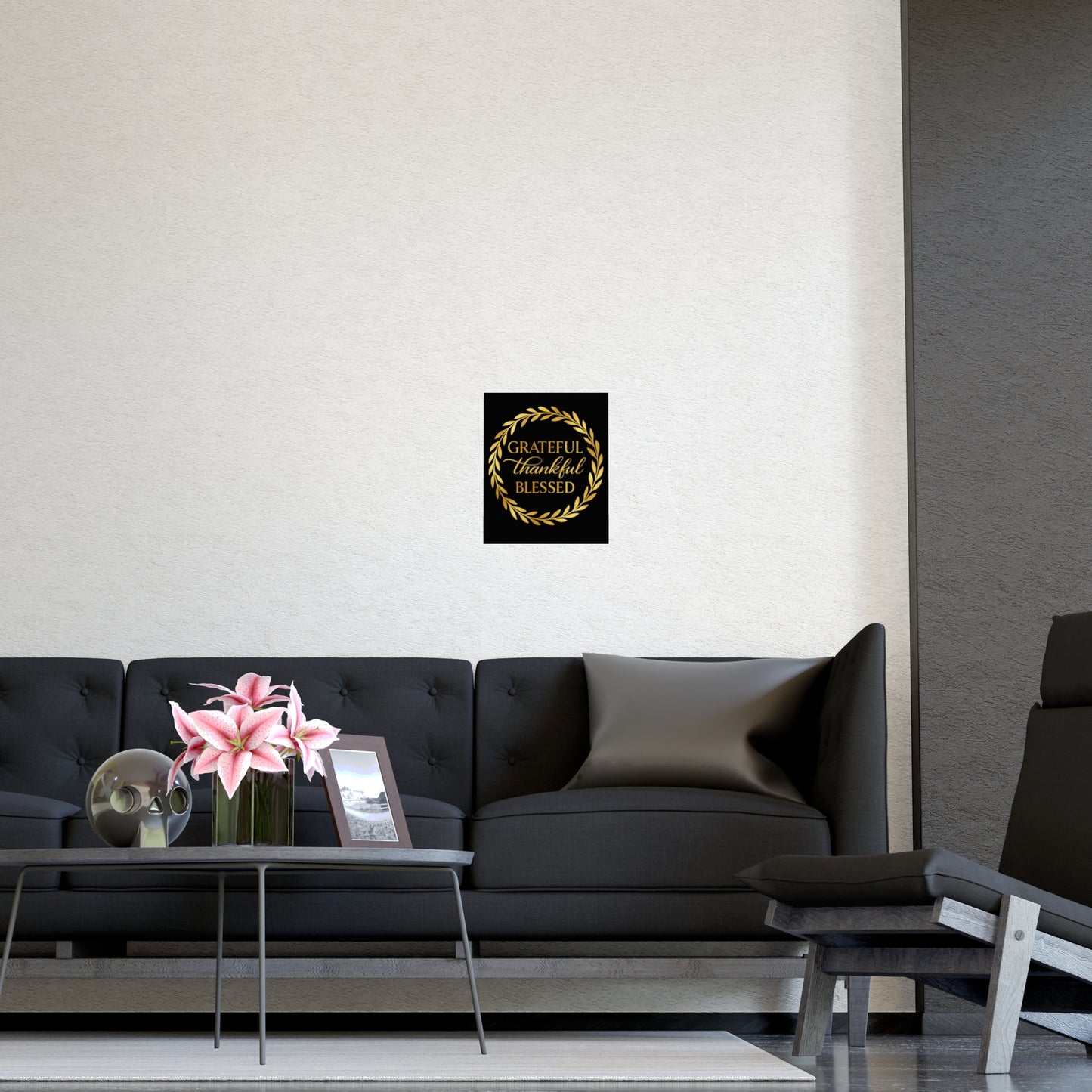 🖤 B&W - Grateful Thankful Blessed Wall Art