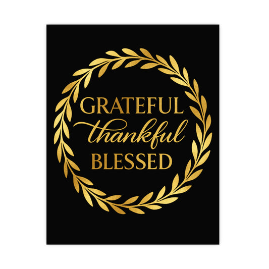 🖤 B&W - Grateful Thankful Blessed Wall Art