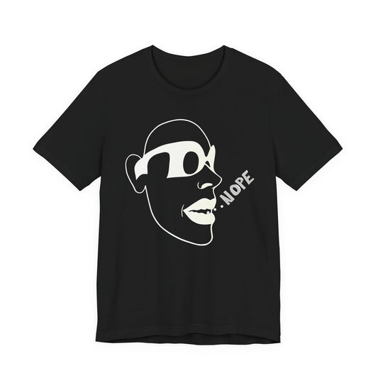 NOPE Graphic Tee — Minimalist Sunglasses Face Design (Black)