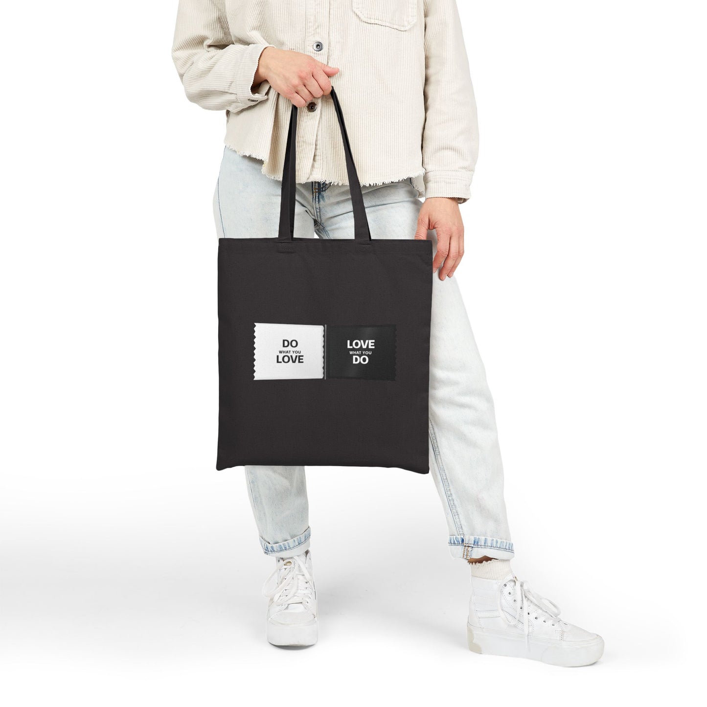 Black and White Do What You Love, Love What You Do Tote