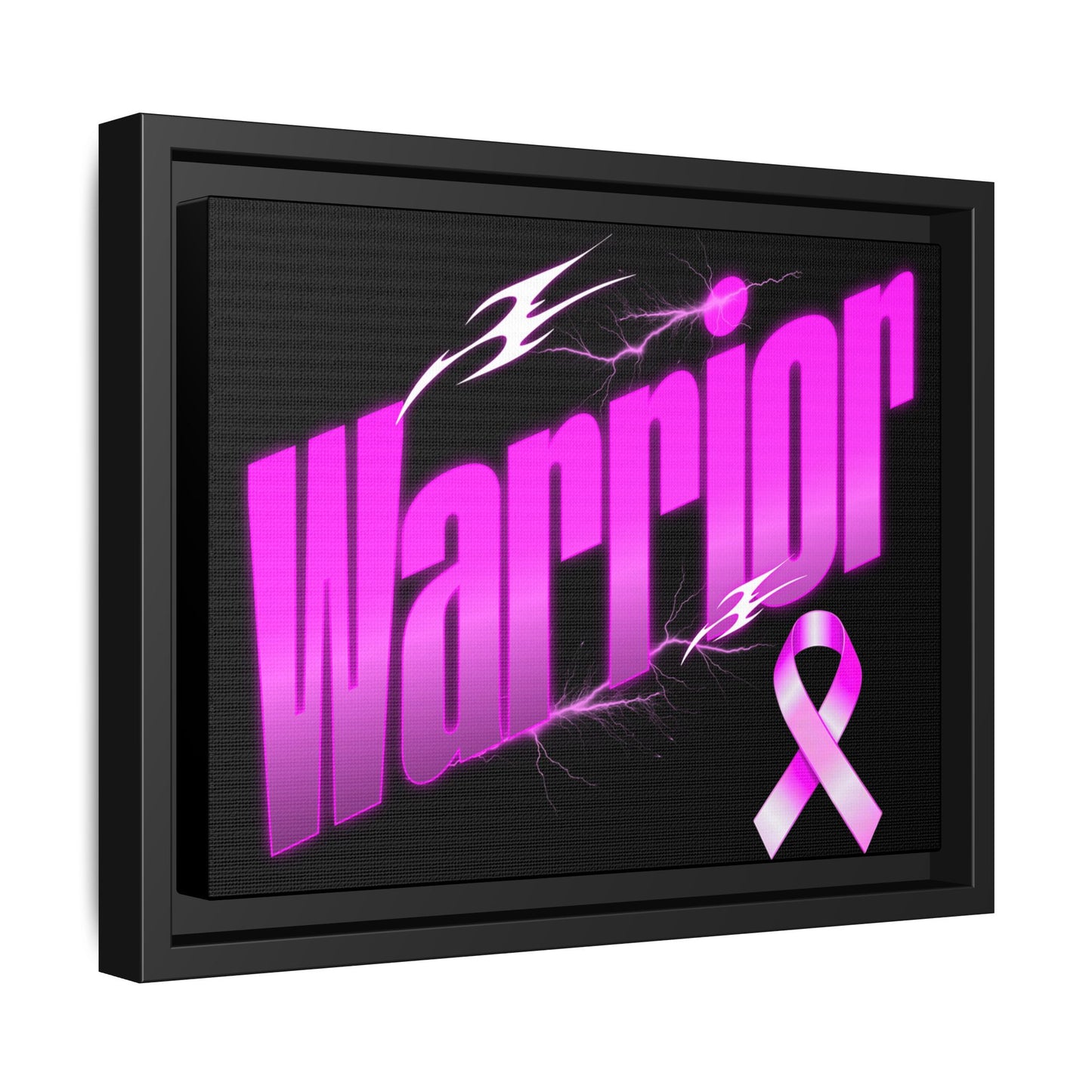 Empowering Warrior Canvas Art Print, Inspirational Wall Decor, Pink Ribbon Artwork, Gift for Cancer Fighters, Motivational Home Decor