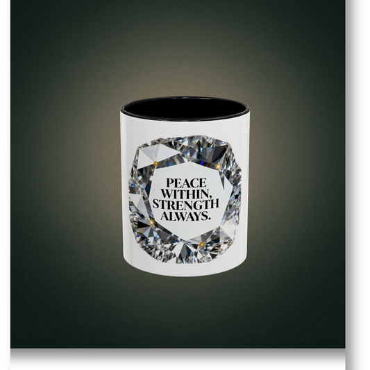 🖤 B&W-Peace Within, Strength Always Mug