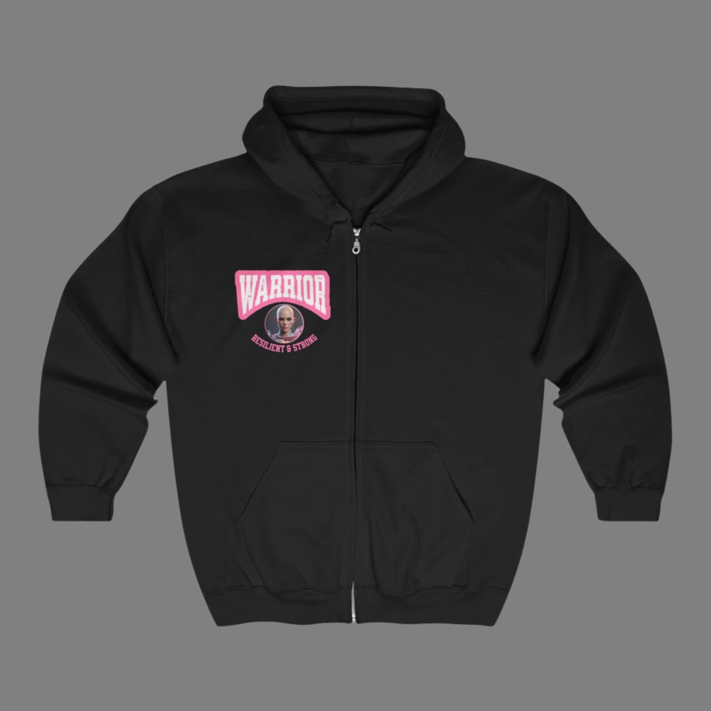 Warrior Spirit Zip Hoodie | Unisex Heavy Blend Sweatshirt, Gift for Fighters, Gifts for Survivors, Casual Wear, Empowerment Apparel