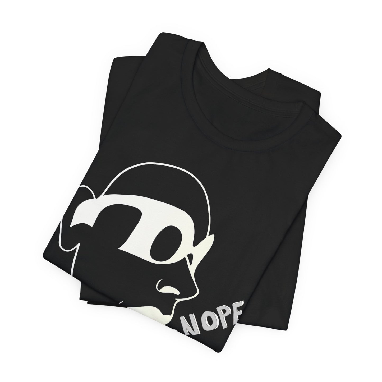 NOPE Graphic Tee — Minimalist Sunglasses Face Design (Black)