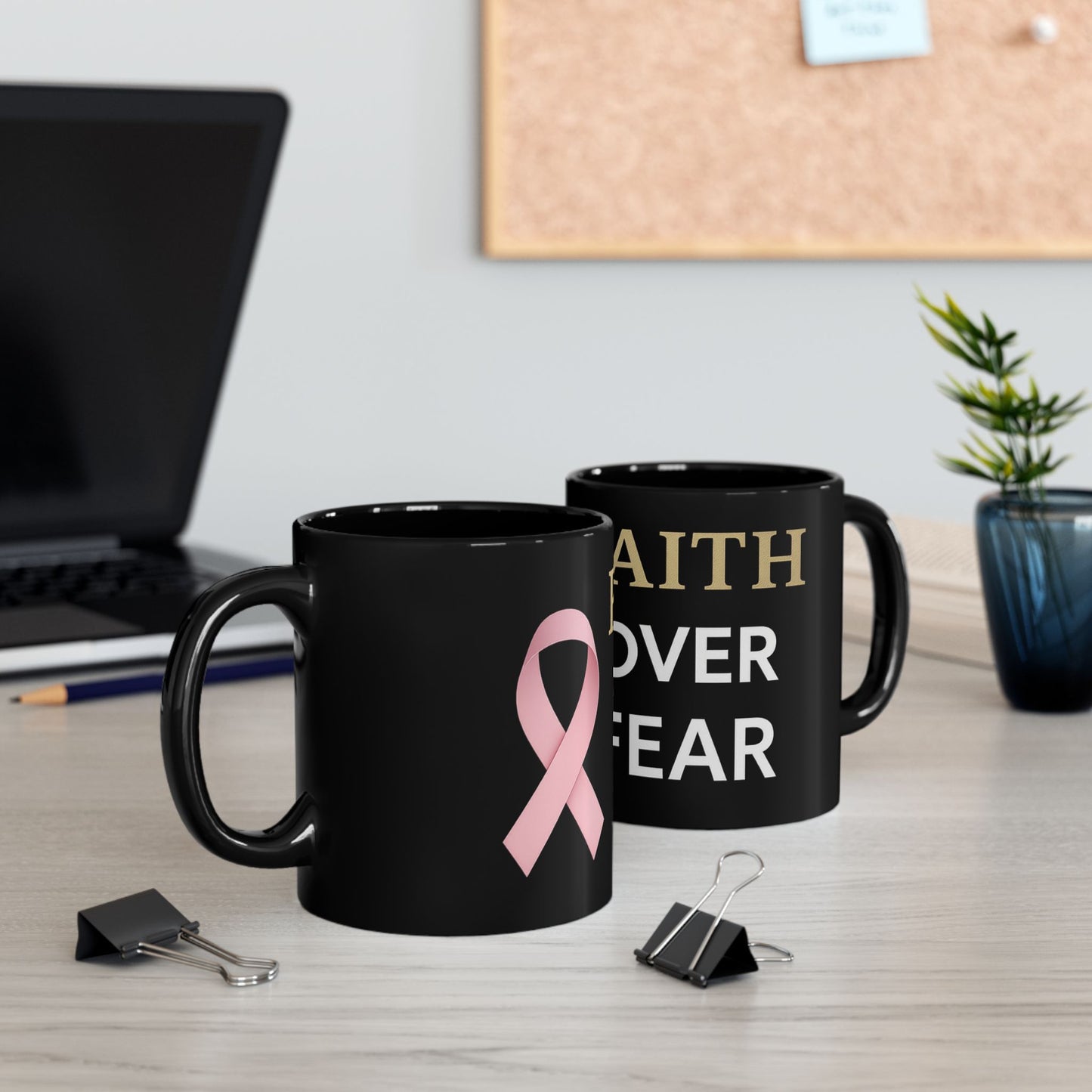 Ribbon of Strength Faith Over Fear Mug-II
