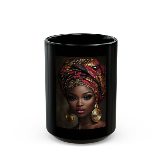 👑 Crowned in Strength – Empowered Beauty Black Ceramic Mug