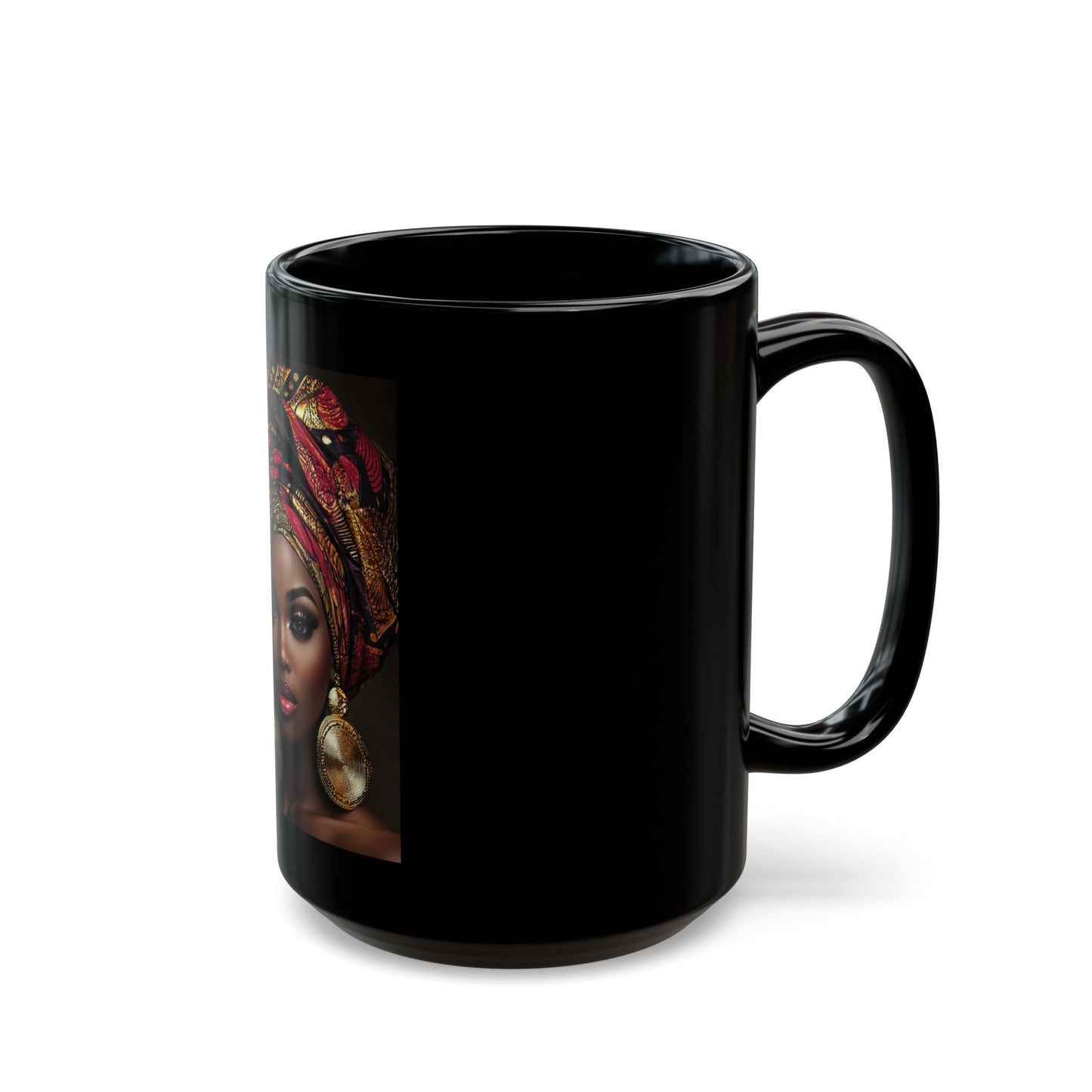👑 Crowned in Strength – Empowered Beauty Black Ceramic Mug