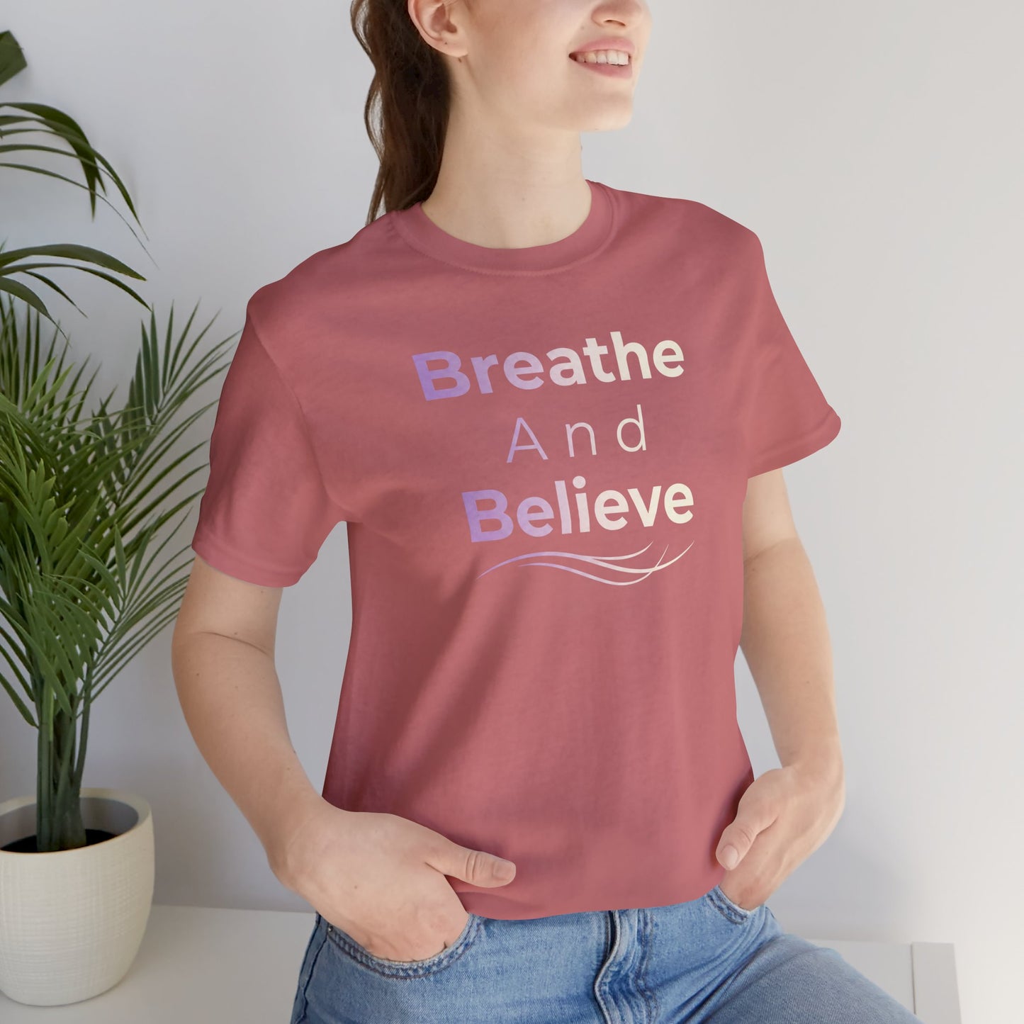 💛 Breathe and Believe – Strength & Serenity Affirmation Tee