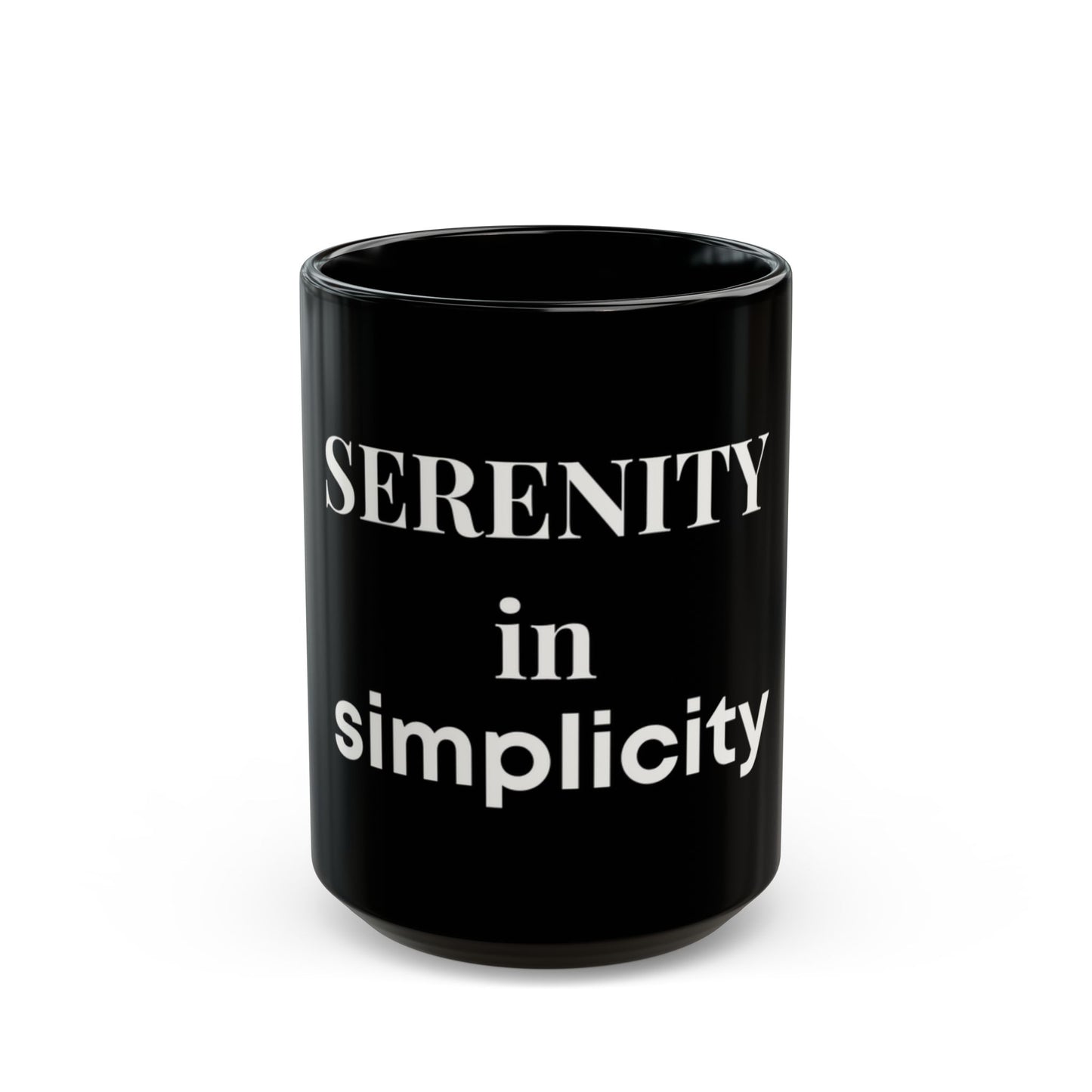 November Drop - Serenity in Simplicity – Black Ceramic Mug (15 oz)