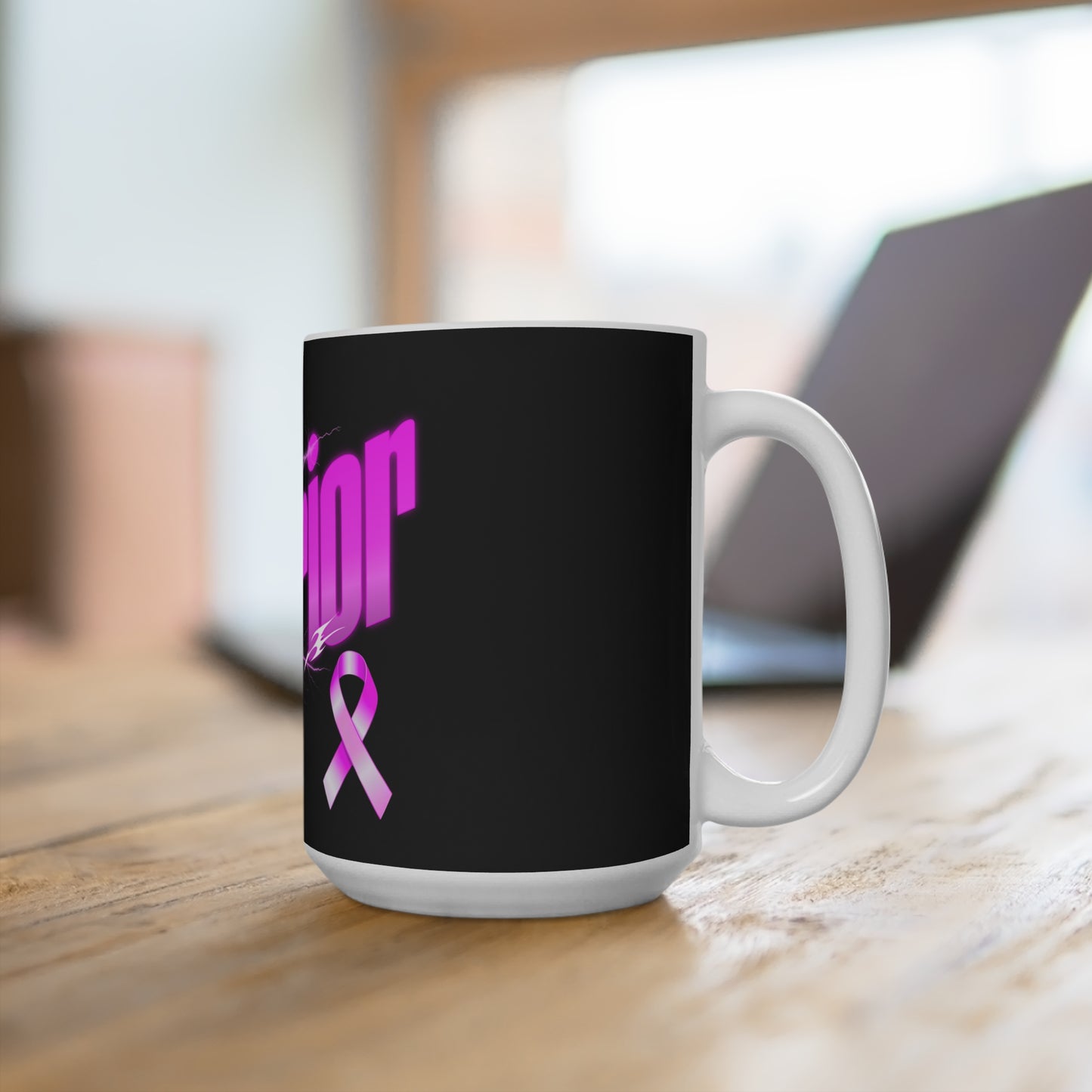 Empowering "Warrior "Mug | Inspirational Gift for Cancer Survivors, Breast Cancer Awareness, Coffee, Tea Lover's Cup, Motivational Drinkware