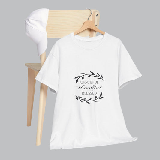 Grateful Thankful Blessed Unisex Heavy Cotton Tee