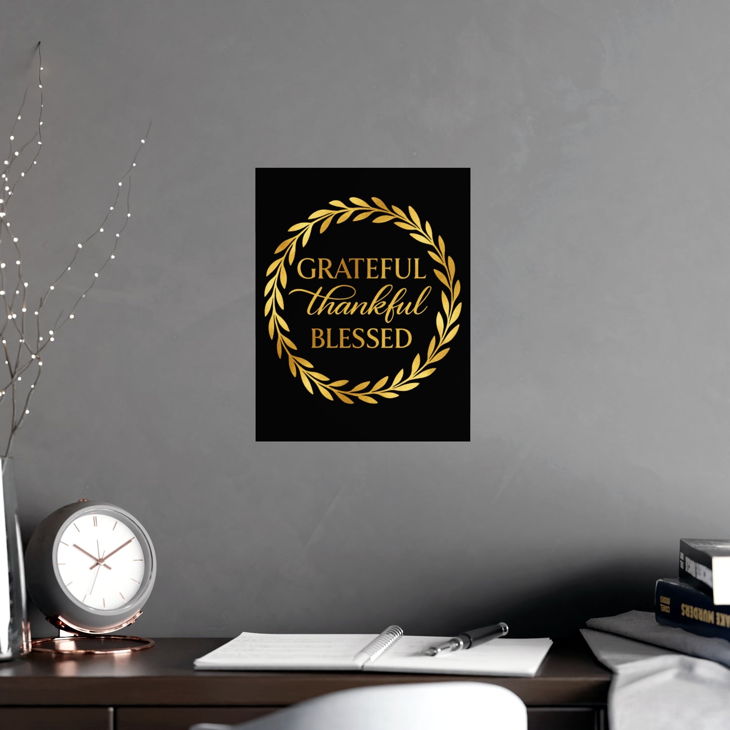 🖤 B&W - Grateful Thankful Blessed Wall Art