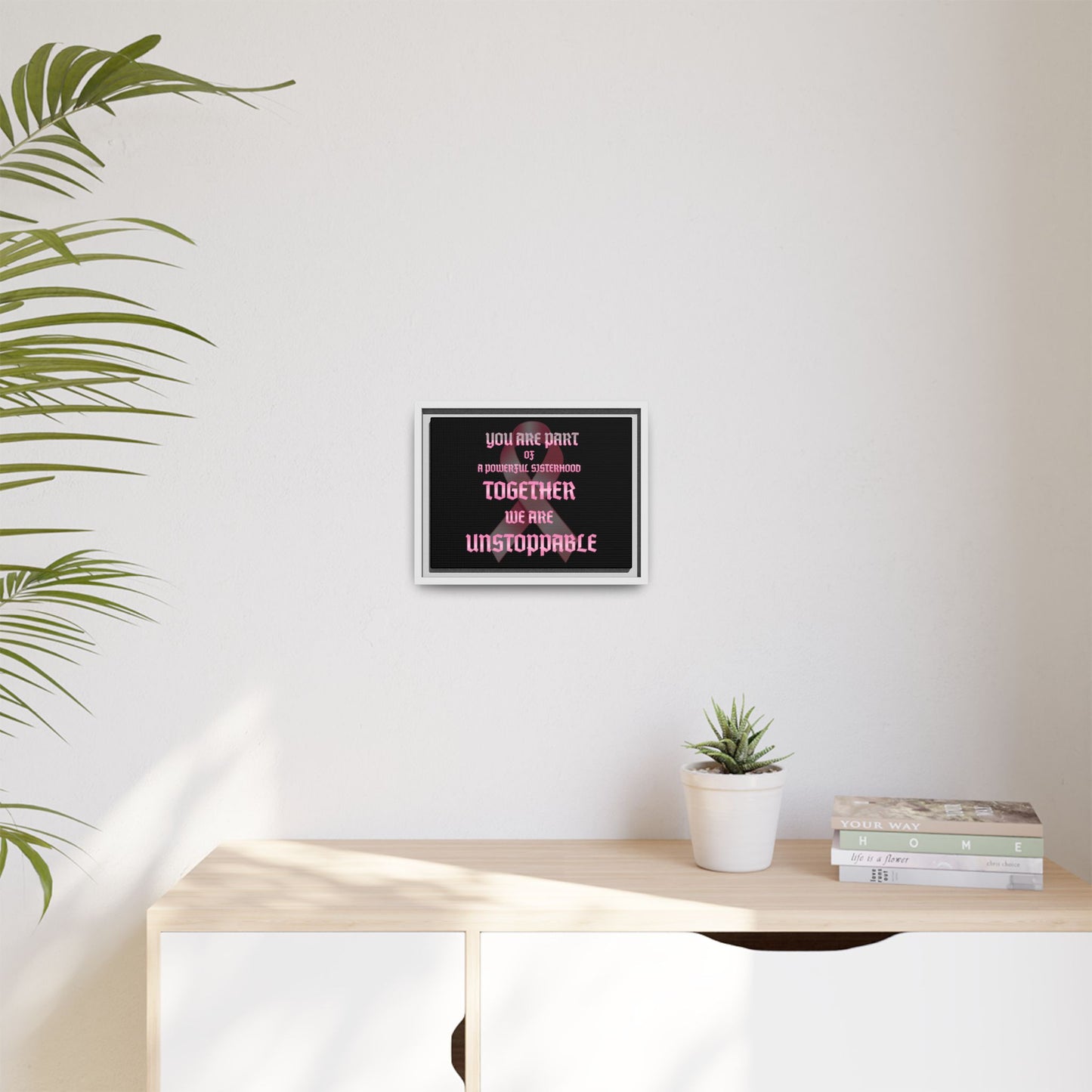 Empowering Sisterhood Art Frame, Motivational Wall Decor, Inspirational Gift, Breast Cancer Awareness, Modern Home Decor