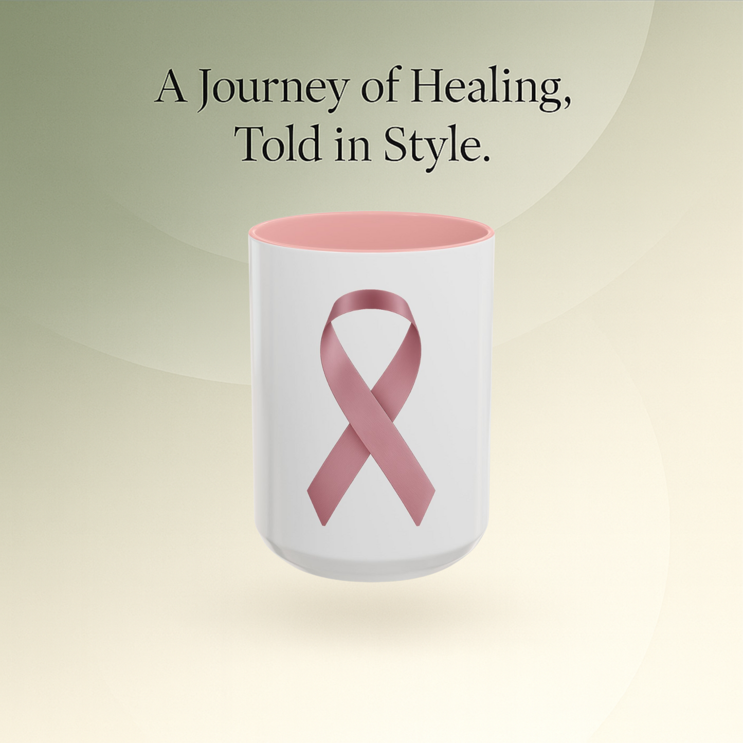 🌸 Ribbon – White with Pink Mug