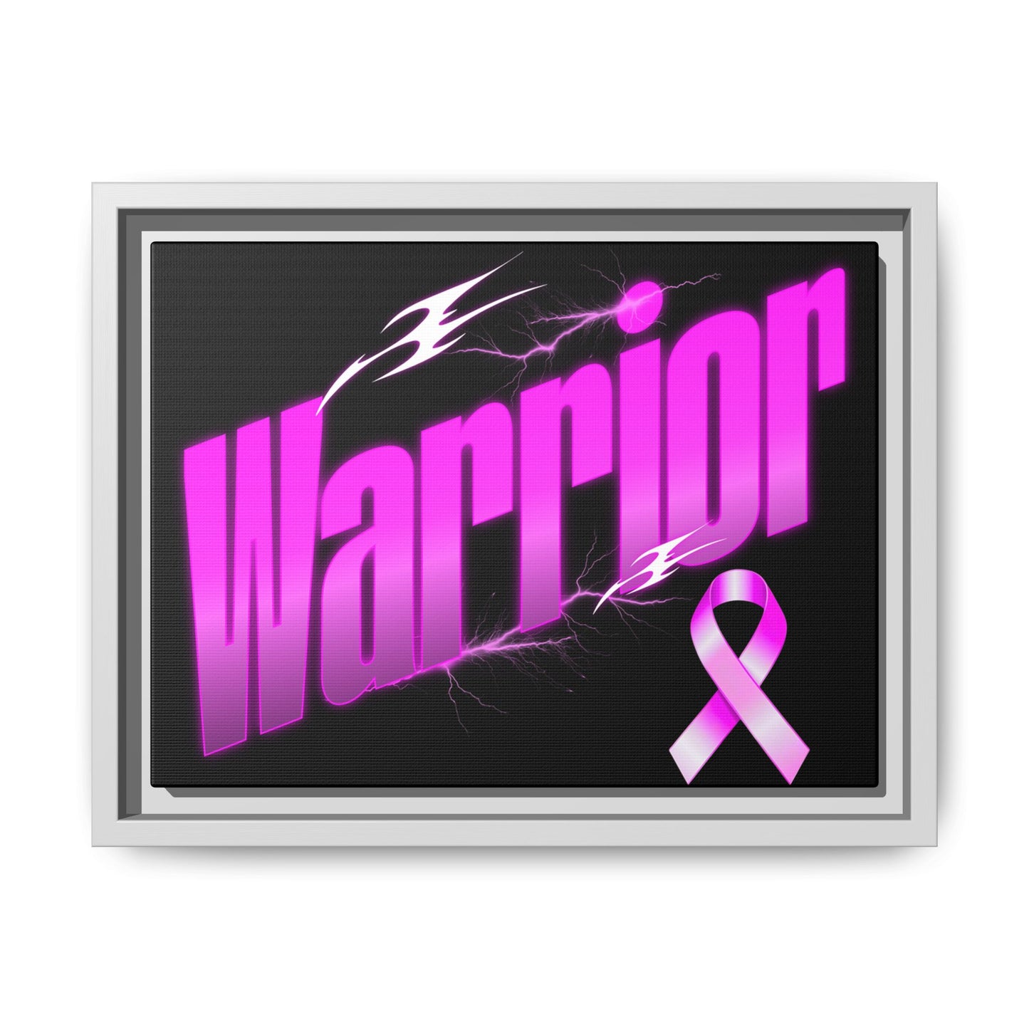 Empowering Warrior Canvas Art Print, Inspirational Wall Decor, Pink Ribbon Artwork, Gift for Cancer Fighters, Motivational Home Decor