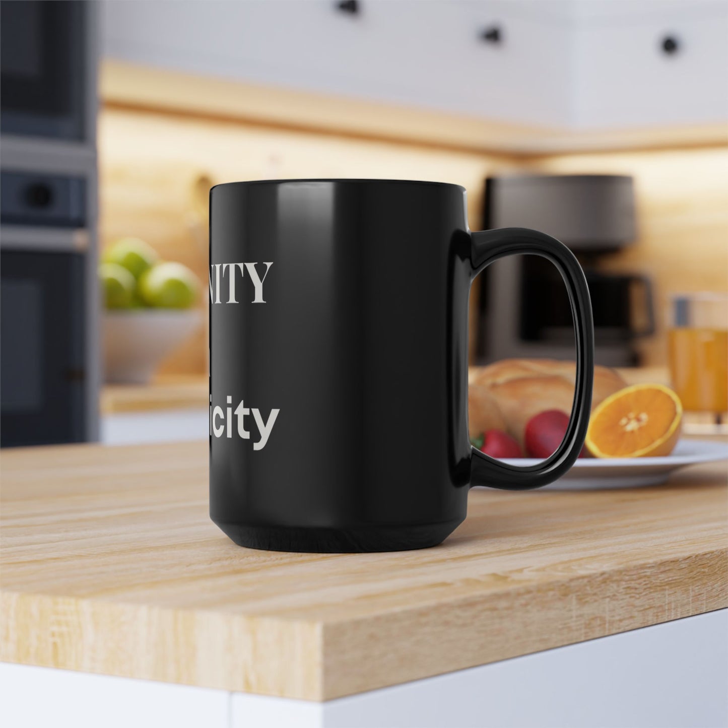 November Drop - Serenity in Simplicity – Black Ceramic Mug (15 oz)