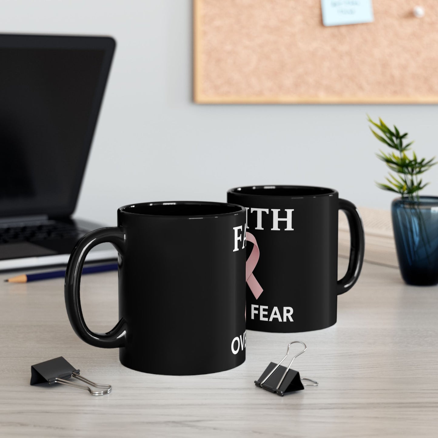 Ribbon of Strength Faith Over Fear Mug-III