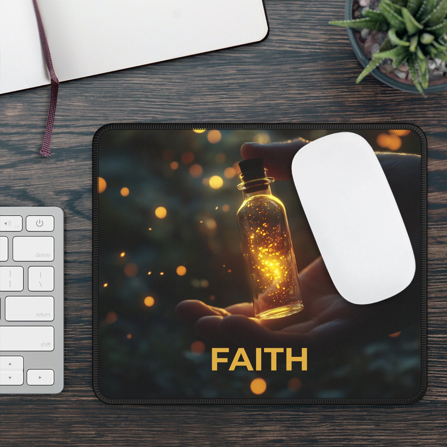✝️  FAITH – Light in the Darkness Inspirational Mouse Pad