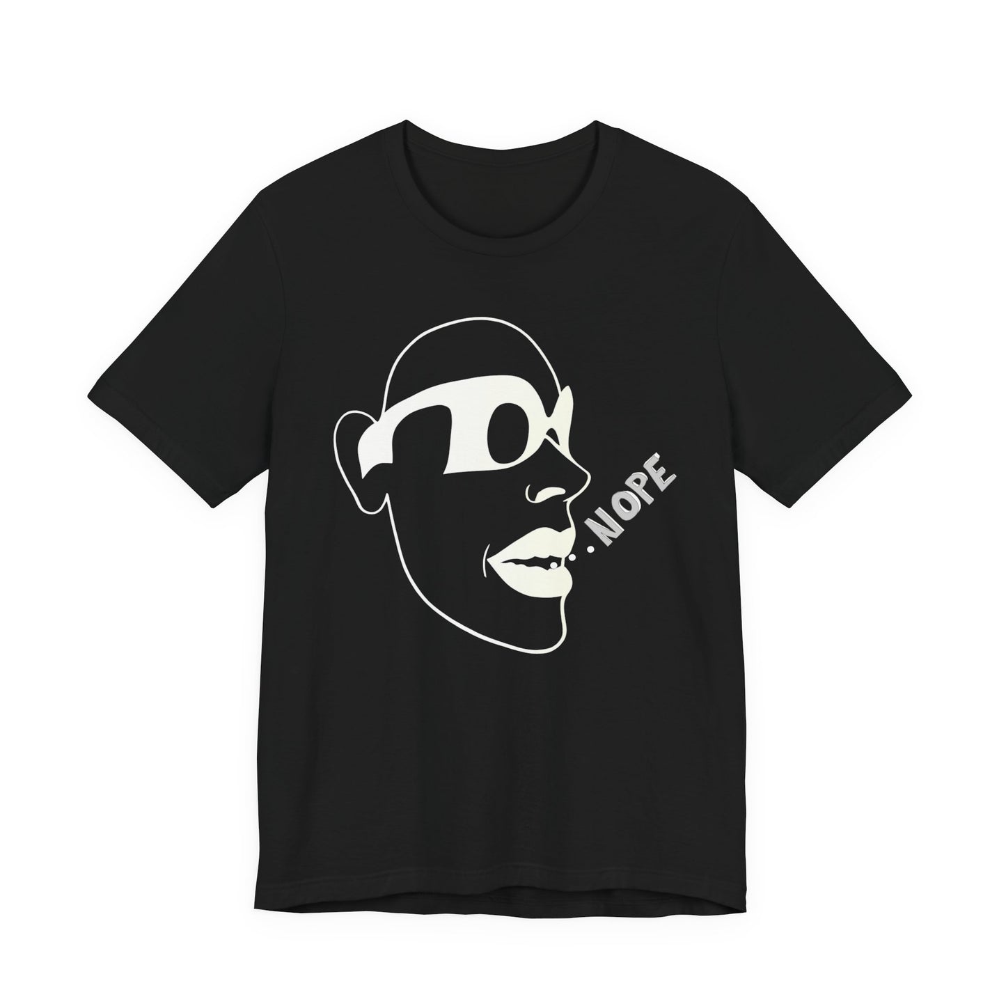 NOPE Graphic Tee — Minimalist Sunglasses Face Design (Black)