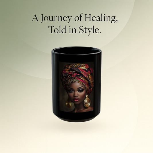 👑 Crowned in Strength – Empowered Beauty Black Ceramic Mug