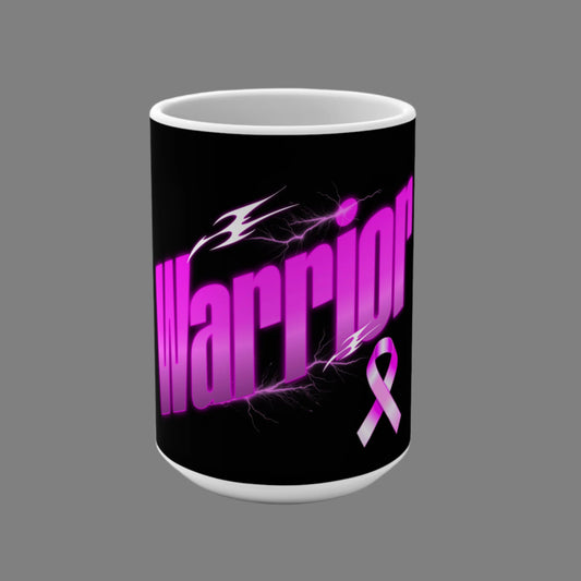 Empowering "Warrior "Mug | Inspirational Gift for Cancer Survivors, Breast Cancer Awareness, Coffee, Tea Lover's Cup, Motivational Drinkware