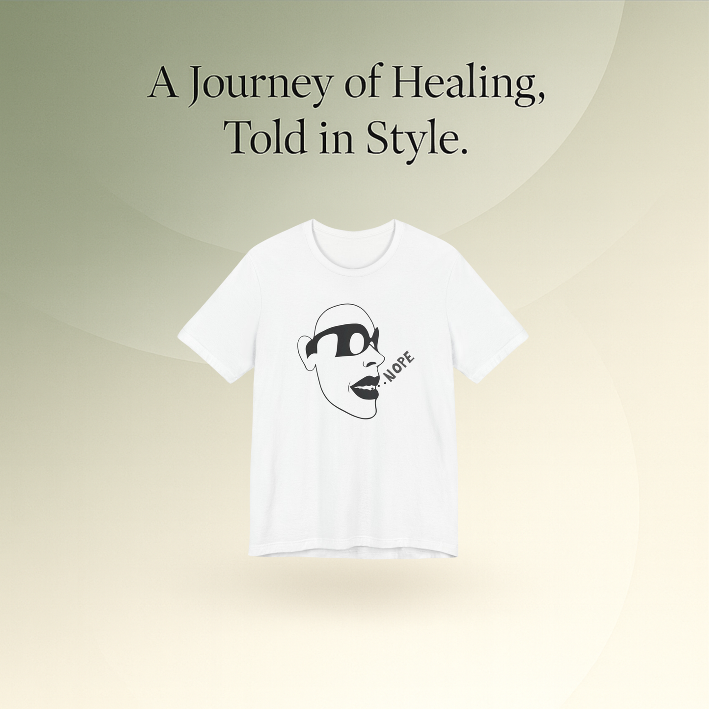 NOPE Graphic Tee — Minimalist Sunglasses Face Design (White)